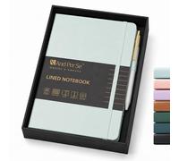 &And Per Se Lined Journal with Pen Set, A5 Leather Hardcover Notebook and Pen, 160 Pages 100GSM Thick Ruled Paper Journal for Writing (Cyan)