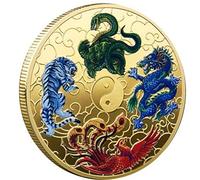 and Phoenix Gold Plated Coins Chinese Lucky and Phoenix Commemorative Coin Traditional Art Collectable Gift