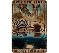 and She Lived Happily Ever After Dog Lover Idea for Dog Owner Wall Decoration Beach Lover Novelty Aluminum Sign Wall Funny Man Cave Cool Wall Door Plaque New Warning Sign 8"x12"