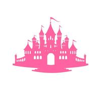 and Silhouette of a Magic Princess Palace on a Engraving Decals 60.8x81.4cm Easy Installation Pink