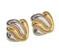 And Silver Geometric Studs Earrings Elegant Geometry Two Tone Ear Accessories Modern Women's Jewelry