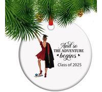 And so the adventure begins - Graduation Christmas Ornament, Keepsake for Her Graduating, Masters Degree Gift, Class of 2025 High School Grad Present