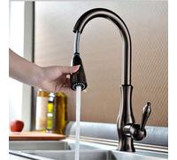 and Style Retro Solid Brass Brushed Nickel Swivel Spout Sink Faucet Chinese Style Bathroom Ceramic Valve Core Basin Mixer Sink Tap with Pull Out Swivel Spout（Chrome,Hot C (Brown)