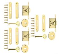 and Stylish Antique Cabinet Lock Set with Three Pieces Designed for Jewelry Box Security (Gold)
