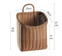 And Stylish Imitation Vine Basket With Metal Frame, Designed To Store Kitchen Onion And Garlic And Serve As Decorative Flower Basket(B)