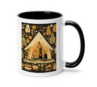 And Tent Ceramic Coffee Mug with Handle 11 Ounces, Porcelain Mug Coffee Cup Tea Mug Water Cup Ideal for Coffee,Tea,Latte,Cappuccino,Microwave & Dishwasher Safe Unique Gift Cup