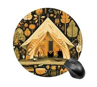 and Tent Round Mouse Pad, Non-Slip Rubber Base Waterproof Washable, Computer Mouse Mat for Office Gaming Studying, Premium-Textured Durable Portable Circle Mousepad for Desktop PC Notebook