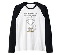 and The Award for Movie Watcher Goes to Funny Sketch Raglan Baseball Tee