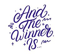 and The Winner is Hand Written Lettering Modern Brush Calligraphy Quote Phrase Engraving Decals 42x42.8cm Self Adhesive DarkBlue