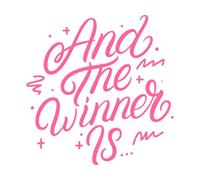 and The Winner is Hand Written Lettering Modern Brush Calligraphy Quote Phrase Engraving Stickers 42x42.8cm Glass Stickers Pink