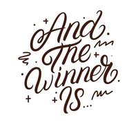 and The Winner is Hand Written Lettering Modern Brush Calligraphy Quote Phrase Engraving Stickers 67.2x68.5cm Window Decals Coffee