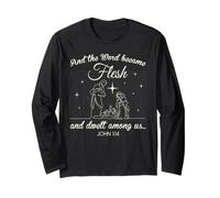 and The Word Become Flesh Christ Merry Christmas Bible Faith Long Sleeve T-Shirt