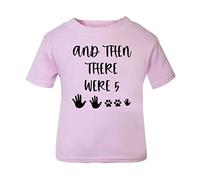 and Then There were Five (Handprints and Paws for Expecting Parents, cat Dog Mum, Siblings) Pregnancy Announcement Reveal [BBY7] Short Sleeve Cotton Toddler t Shirt, 1-2 Years, Pastel Pink