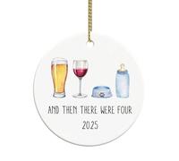 and Then There were Four Ornament, Family of Four with Dog Ornament 2025, First Time Parents, from Dog Parent to Baby Christmas Ceramic