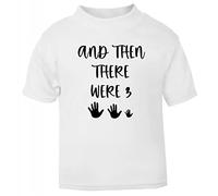 and Then There were Three (Handprints for Expecting Parents) Pregnancy Announcement Reveal [BBY7] Customisable Short Sleeve Cotton Toddler t Shirt, 1-2 Years, White