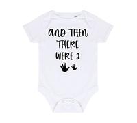 And then there were two (handprints for single parent) pregnancy announcement reveal [BBY7] customisable baby grow vest, 0-3 months, White