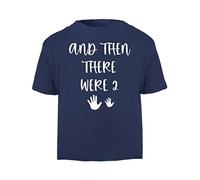 and Then There were Two (Handprints for Single Parent) Pregnancy Announcement Reveal [BBY7] Customisable Short Sleeve Cotton Toddler t Shirt, 1-2 Years, Navy