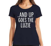 And Up Goes The Luzie Party Carnival Celebration Funny Retro Fun Women's T-Shirt, navy, XL
