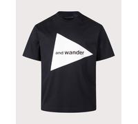 and wander Mens Regular Fit and wander Big Logo T-Shirt - Colour: 010 Black - Size: Large