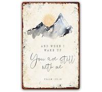 And When I Wake Up You Are Still With Me, Psalm 139:18 Metal Tin Sign Scripture Wall Decor Bible Verse Wall Art Art Prints Vertical Decorations For Home Painting Metal Tin Sign 8x12 Inch