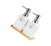 And White Press Pump Dispenser Bottle Ceramic Refillable Container for Liquids Travel Home Bathroom Essential Friendly Travel Sized Liquid Container
