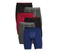 AND1 Large (36""-38"") Assorted 9"" Inseam 6 Pack ProPlatinum Performance Boxer Briefs, Red Blue Black Grey, Red Blue Black Grey, L-XL