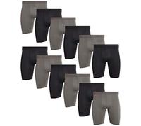 AND1 Mens Boxer Briefs - 6 Pack Platinum Performance Long Leg Boxer Briefs with Pouch - Boxers for Men, 9" Inseam (S-3XL), Black/Charcoal, L