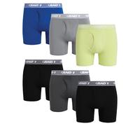 AND1 Mens Boxer Briefs - 6 Pack Platinum Performance Mens Boxers with Fly Pouch - Underwear Boxers for Men, 6" Inseam, Grey/Lime/Black/Shadow/Web Blue, XL