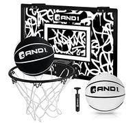 AND1 Over The Door Mini Hoop: - 18”x12” Pre-Assembled Portable Basketball Hoop with Flex Rim, Includes Two Deflated 5” Basketball - White/Black (5A1GT0110W0E2)