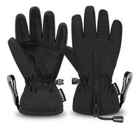 Andake Kids Ski Gloves Ages 2-10 Waterproof Winter Snow Gloves Warm Easy-to-Wear with Zippers for Children Unisex Boys and Girls Black,2-3Y