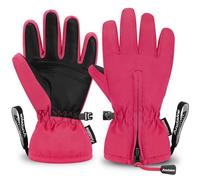 Andake Kids Ski Gloves Ages 2-10 Waterproof Winter Snow Gloves Warm Easy-to-Wear with Zippers for Children Unisex Boys and Girls Pink,2-4Y