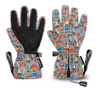 Andake Kids Ski Gloves Ages 2-10 Waterproof Winter Snow Gloves Warm Easy-to-Wear with Zippers for Children Unisex Boys and Girls Machinery,7-10Y