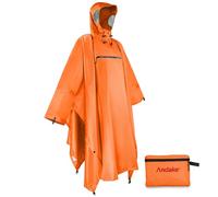 Andake Rain Poncho Lightweight Raincoat Unisex Rain Jacket with Waterproof Hood for Camping, Hiking, Outdoor Activities (Orange)