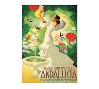 Andalucia, Spain Vintage Spanish Travel Poster, Retro Spain Tourism Print, Decoration Wall Art Seville Landmark Bedroom Decor, A2 (Print Only) - 59.4x42cm