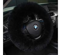 Andalus Australian Sheepskin Long Wool Steering Wheel Cover for Women & Men - Universal 15 Inch Steering Wheels & Accessories - Eco-Friendly Wheel Cover for Car - Car Accessories (Black)