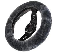 Andalus Australian Sheepskin Wool Steering Wheel Cover for Women & Men - Universal 15 Inch Steering Wheels & Accessories - Eco-Friendly Wheel Cover for Car - Car Accessories (Carbon Black)