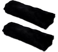 Andalus Authentic Sheepskin Car Seat Belt Cover (2 Pack), Black, Soft Shoulder Pad, Comfortable Driving, Genuine Natural Merino Wool