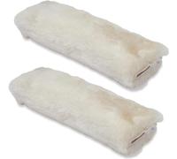 Andalus Authentic Sheepskin Car Seat Belt Cover (2 Pack), Pearl, Soft Shoulder Pad, Comfortable Driving, Genuine Natural Merino Wool