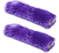 Andalus Brands Authentic Sheepskin Car Seat Belt Cover with Soft Shoulder Pad for Comfortable Driving Purple