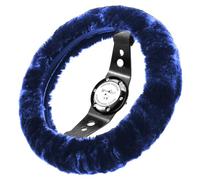 Andalus Brands Fluffy Wool Sheepskin Steering Wheel Cover, Soft & Fuzzy Plush, Universal Fit 14 1/2-15 1/2 Inch, Anti-Slip, Comfortable & Luxurious (Navy)