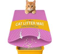Andalus Brands Medium Cat Litter Mat - Waterproof & Urine-Proof Litter Box Mat, Non-Slip Kitty Litter Mats for Floor, Easy to Clean Litter Trapping Design (24" x 15", Pink)
