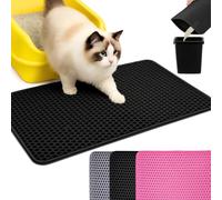 ANDALUS Cat Litter Mat - Kitty Litter Trapping Mat for Litter Boxes - Kitty Litter Mat to Trap Mess, Scatter Control - Washable Indoor Pet Rug and Carpet - Honey Comb (Black, Large)