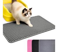 ANDALUS Cat Litter Mat - Kitty Litter Trapping Mat for Litter Boxes - Kitty Litter Mat to Trap Mess, Scatter Control - Washable Indoor Pet Rug and Carpet - Honey Comb (Grey, Large)