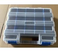 Andalus Double Sided Storage Box with 18 Compartments - Durable Plastic Organizer for Small Hardware Parts, Screws, Nuts, and Bolts (Blue 1 Pack, 12.6 x 10.6 x 3 Inches)