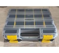 Andalus Double Sided Storage Box with 18 Compartments - Durable Plastic Organizer for Small Hardware Parts, Screws, Nuts, and Bolts (Yellow 1 Pack, 12.6 x 10.6 x 3 Inches)