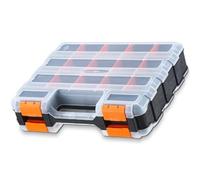 Andalus Double Sided Storage Box with 18 Compartments - Durable Plastic Organizer for Small Hardware Parts, Screws, Nuts, and Bolts (1 Pack, 12.6 x 10.6 x 3 Inches)