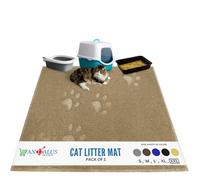 ANDALUS Premium Cat Litter Mat Pack of 1-100% Waterproof with Non-Slip Backing of Litter Box Mat - Soft on Kitty Paws & Easy to Clean Cat Mats for Litter - Beige, Jumbo (47” x 35”)