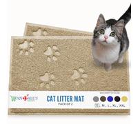 Andalus Small Cat Litter Mat, Pack of 2 - Waterproof, Non-Slip & Easy to Clean Cat Litter Box Mat for Extra Efficient Pet Litter-Trapping, Beige (15.75” X 11.75”)
