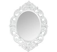 Andalus Small White Oval Vintage Wall Mirror, Ornate Frame, 11.5" x 15" Inches, Includes Picture Hanging Kit, Lightweight and Easy To Install