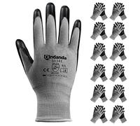 ANDANDA 24 Pairs Work Gloves, Nitrile Coated Safety Work Gloves, Gardening Gloves Suitable for General Duty Work like Logistics/Assembly/Utilities & Public Works, Black/Large
